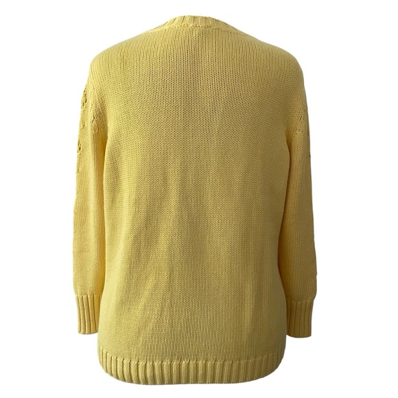 Talbots Sunny Yellow Cable Knit cotton blend crew neck Sweater Sz: 1X NWOT - Picture 5 of 10